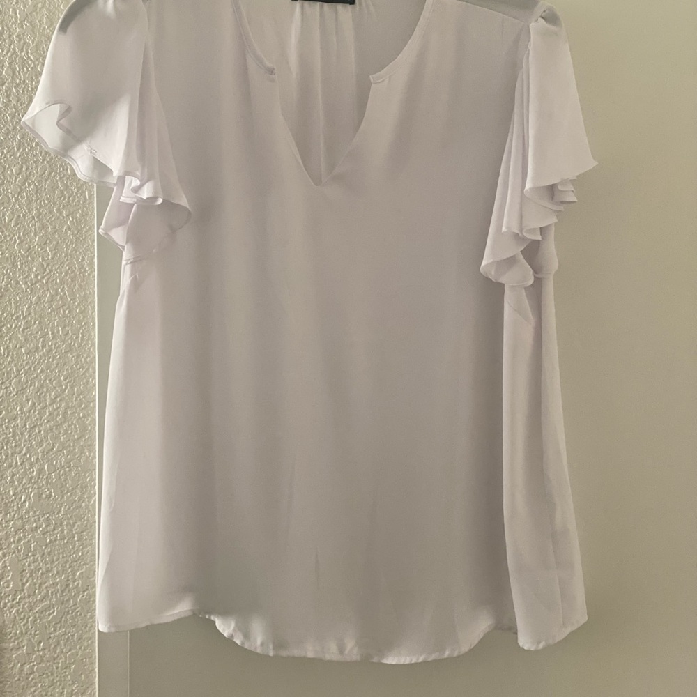 White Ruffled Sleeve Blouse - Picture 2 of 5